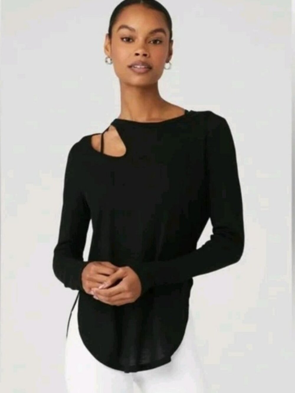 Alo Yoga Black Ribbed cut out long sleeve top Size XS Athleisure, sport,athletic